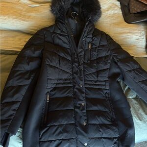 Michael Kors Black Puffer Jacket with detachable Fur Hood